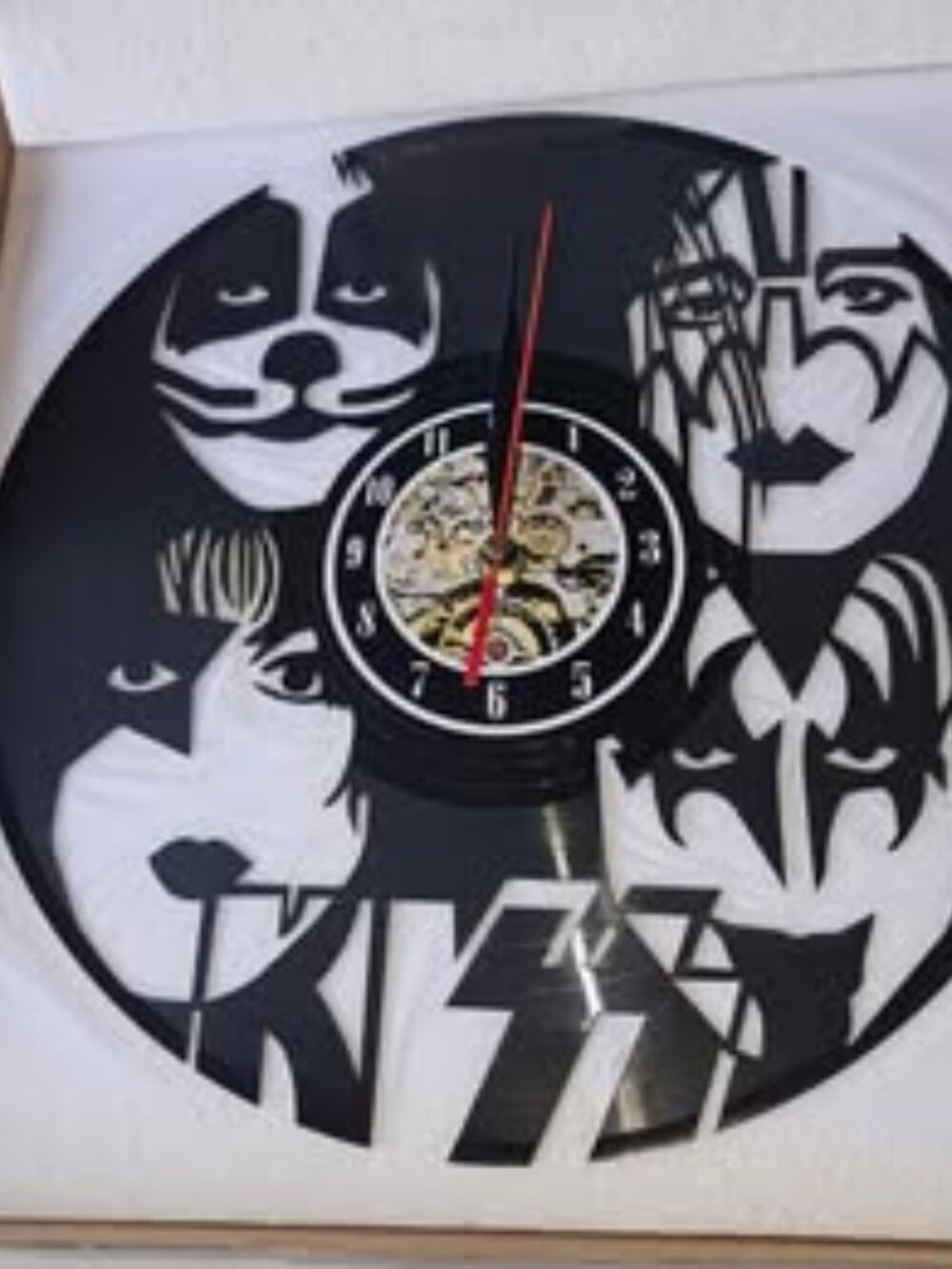 Black Vinyl KISS Record Wall Clock - Home Wall Decor